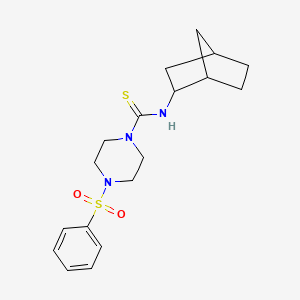 molecular formula C18H25N3O2S2 B4625784 N-二环[2.2.1]庚-2-基-4-(苯磺酰基)-1-哌嗪甲硫酰胺 
