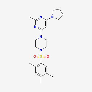 molecular formula C22H31N5O2S B4625789 2-methyl-4-(1-pyrrolidinyl)-6-{4-[(2,4,5-trimethylphenyl)sulfonyl]-1-piperazinyl}pyrimidine 