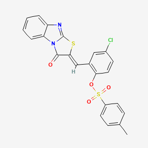 molecular formula C23H15ClN2O4S2 B4625794 4-氯-2-[(3-氧代[1,3]噻唑并[3,2-a]苯并咪唑-2(3H)-亚甲基)甲基]苯 4-甲苯磺酸盐 