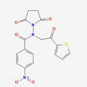 molecular formula C17H13N3O6S B4625801 N-(2,5-dioxo-1-pyrrolidinyl)-4-nitro-N-[2-oxo-2-(2-thienyl)ethyl]benzamide 