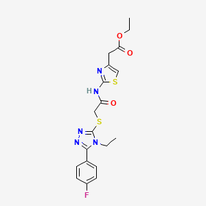 molecular formula C19H20FN5O3S2 B4625827 ethyl {2-[({[4-ethyl-5-(4-fluorophenyl)-4H-1,2,4-triazol-3-yl]thio}acetyl)amino]-1,3-thiazol-4-yl}acetate 