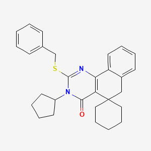 molecular formula C29H32N2OS B4625838 2-(benzylthio)-3-cyclopentyl-3H-spiro[benzo[h]quinazoline-5,1'-cyclohexan]-4(6H)-one 