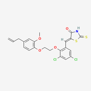 molecular formula C22H19Cl2NO4S2 B4625855 5-{2-[2-(4-allyl-2-methoxyphenoxy)ethoxy]-3,5-dichlorobenzylidene}-2-thioxo-1,3-thiazolidin-4-one 