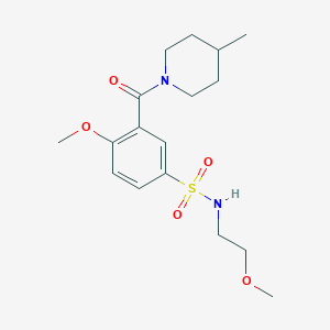 molecular formula C17H26N2O5S B4625871 4-甲氧基-N-(2-甲氧基乙基)-3-[(4-甲基-1-哌啶基)羰基]苯磺酰胺 
