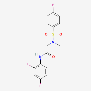 molecular formula C15H13F3N2O3S B4625878 N~1~-(2,4-二氟苯基)-N~2~-[(4-氟苯基)磺酰基]-N~2~-甲基甘氨酰胺 