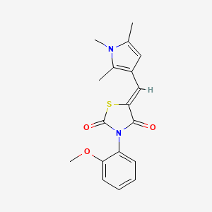 molecular formula C18H18N2O3S B4625886 3-(2-methoxyphenyl)-5-[(1,2,5-trimethyl-1H-pyrrol-3-yl)methylene]-1,3-thiazolidine-2,4-dione 