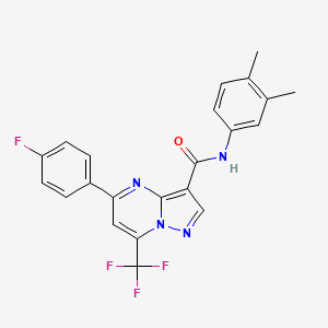 molecular formula C22H16F4N4O B4625887 N-(3,4-dimethylphenyl)-5-(4-fluorophenyl)-7-(trifluoromethyl)pyrazolo[1,5-a]pyrimidine-3-carboxamide 