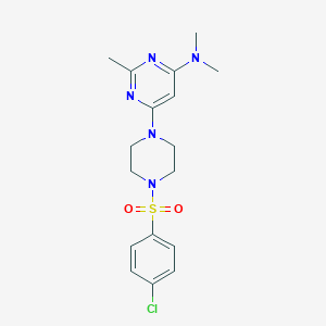 molecular formula C17H22ClN5O2S B4625890 6-{4-[(4-chlorophenyl)sulfonyl]-1-piperazinyl}-N,N,2-trimethyl-4-pyrimidinamine 