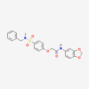 molecular formula C23H22N2O6S B4625972 N-1,3-苯并二氧杂环-5-基-2-(4-{[苄基(甲基)氨基]磺酰基}苯氧基)乙酰胺 