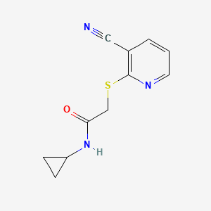 molecular formula C11H11N3OS B4625993 2-[(3-cyano-2-pyridinyl)thio]-N-cyclopropylacetamide 