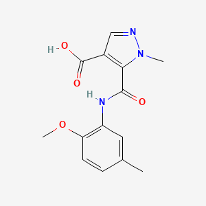molecular formula C14H15N3O4 B4625999 5-{[(2-methoxy-5-methylphenyl)amino]carbonyl}-1-methyl-1H-pyrazole-4-carboxylic acid 
