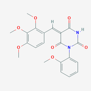 molecular formula C21H20N2O7 B4626009 1-(2-甲氧基苯基)-5-(2,3,4-三甲氧基苄亚基)-2,4,6(1H,3H,5H)-嘧啶三酮 