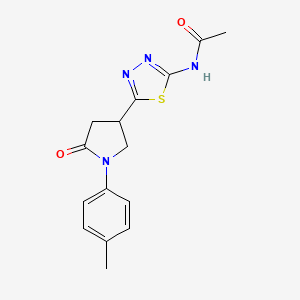 molecular formula C15H16N4O2S B4626019 N-{5-[1-(4-methylphenyl)-5-oxo-3-pyrrolidinyl]-1,3,4-thiadiazol-2-yl}acetamide 