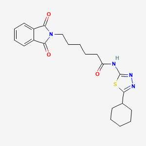 molecular formula C22H26N4O3S B4626026 N-(5-cyclohexyl-1,3,4-thiadiazol-2-yl)-6-(1,3-dioxo-1,3-dihydro-2H-isoindol-2-yl)hexanamide 