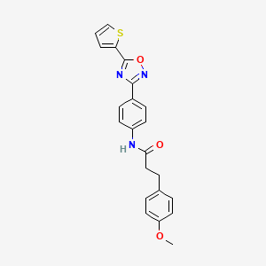 molecular formula C22H19N3O3S B4626053 3-(4-甲氧基苯基)-N-{4-[5-(2-噻吩基)-1,2,4-恶二唑-3-基]苯基}丙酰胺 