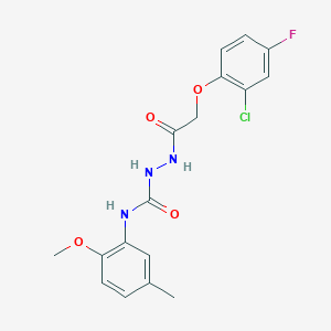 molecular formula C17H17ClFN3O4 B4626057 2-[(2-氯-4-氟苯氧基)乙酰基]-N-(2-甲氧基-5-甲基苯基)肼基甲酰胺 