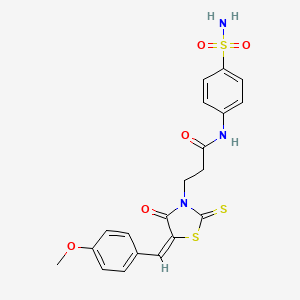molecular formula C20H19N3O5S3 B4626087 N-[4-(aminosulfonyl)phenyl]-3-[5-(4-methoxybenzylidene)-4-oxo-2-thioxo-1,3-thiazolidin-3-yl]propanamide 