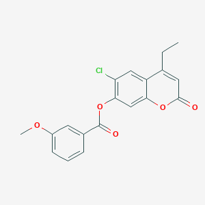 molecular formula C19H15ClO5 B4626088 6-chloro-4-ethyl-2-oxo-2H-chromen-7-yl 3-methoxybenzoate 