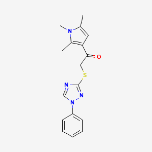molecular formula C17H18N4OS B4626112 2-[(1-phenyl-1H-1,2,4-triazol-3-yl)thio]-1-(1,2,5-trimethyl-1H-pyrrol-3-yl)ethanone 