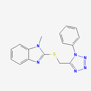 molecular formula C16H14N6S B4626119 1-甲基-2-[{[(1-苯基-1H-四唑-5-基)甲基]硫代}-1H-苯并咪唑 