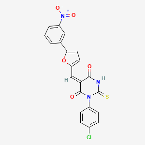 molecular formula C21H12ClN3O5S B4626164 1-(4-chlorophenyl)-5-{[5-(3-nitrophenyl)-2-furyl]methylene}-2-thioxodihydro-4,6(1H,5H)-pyrimidinedione 