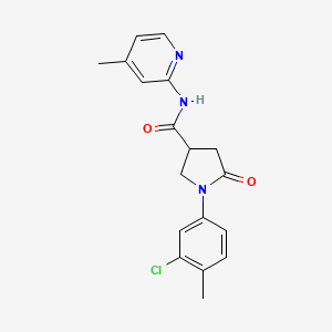 molecular formula C18H18ClN3O2 B4626189 1-(3-chloro-4-methylphenyl)-N-(4-methylpyridin-2-yl)-5-oxopyrrolidine-3-carboxamide 
