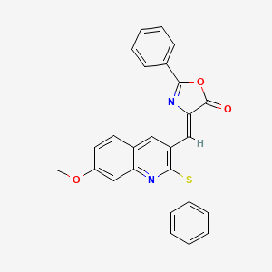 4-{[7-methoxy-2-(phenylthio)-3-quinolinyl]methylene}-2-phenyl-1,3-oxazol-5(4H)-one
