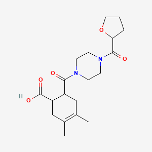 molecular formula C19H28N2O5 B4626204 3,4-二甲基-6-{[4-(四氢-2-呋喃甲酰基)-1-哌嗪基]羰基}-3-环己烯-1-羧酸 