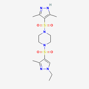 molecular formula C15H24N6O4S2 B4626205 1-[(3,5-二甲基-1H-吡唑-4-基)磺酰基]-4-[(1-乙基-3-甲基-1H-吡唑-4-基)磺酰基]哌嗪 