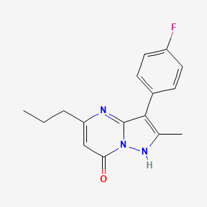 molecular formula C16H16FN3O B4626219 3-(4-fluorophenyl)-2-methyl-5-propylpyrazolo[1,5-a]pyrimidin-7(4H)-one 