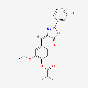 molecular formula C22H20FNO5 B4626226 2-ethoxy-4-{[2-(3-fluorophenyl)-5-oxo-1,3-oxazol-4(5H)-ylidene]methyl}phenyl 2-methylpropanoate 