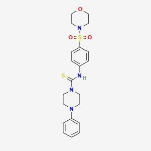 molecular formula C21H26N4O3S2 B4626230 N-[4-(4-morpholinylsulfonyl)phenyl]-4-phenyl-1-piperazinecarbothioamide 