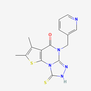 molecular formula C15H13N5OS2 B4626276 8-mercapto-2,3-dimethyl-5-(3-pyridinylmethyl)thieno[3,2-e][1,2,4]triazolo[4,3-a]pyrimidin-4(5H)-one 