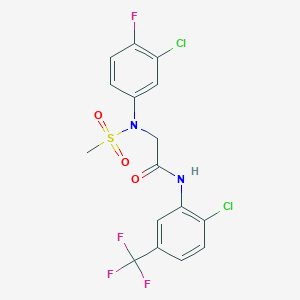 molecular formula C16H12Cl2F4N2O3S B4626292 N~2~-(3-chloro-4-fluorophenyl)-N~1~-[2-chloro-5-(trifluoromethyl)phenyl]-N~2~-(methylsulfonyl)glycinamide 