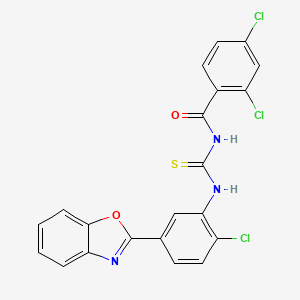 molecular formula C21H12Cl3N3O2S B4626294 N-({[5-(1,3-benzoxazol-2-yl)-2-chlorophenyl]amino}carbonothioyl)-2,4-dichlorobenzamide 