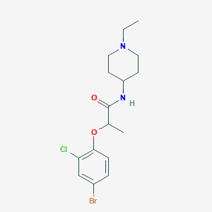 molecular formula C16H22BrClN2O2 B4626332 2-(4-bromo-2-chlorophenoxy)-N-(1-ethyl-4-piperidinyl)propanamide 