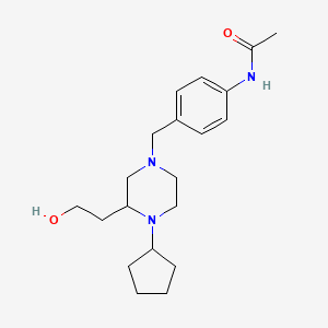 molecular formula C20H31N3O2 B4626345 N-(4-{[4-cyclopentyl-3-(2-hydroxyethyl)-1-piperazinyl]methyl}phenyl)acetamide 