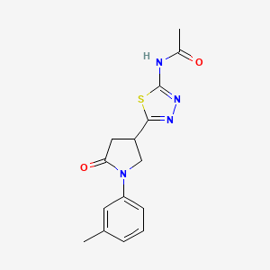 molecular formula C15H16N4O2S B4626352 N-{5-[1-(3-甲基苯基)-5-氧代-3-吡咯烷基]-1,3,4-噻二唑-2-基}乙酰胺 