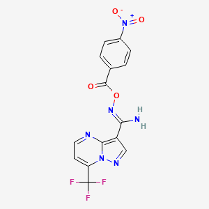 molecular formula C15H9F3N6O4 B4626377 N'-[(4-nitrobenzoyl)oxy]-7-(trifluoromethyl)pyrazolo[1,5-a]pyrimidine-3-carboximidamide 