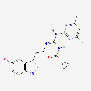 molecular formula C21H23FN6O B4626379 N-([(4,6-二甲基-2-嘧啶基)氨基]{[2-(5-氟-1H-吲哚-3-基)乙基]氨基}亚甲基)环丙烷甲酰胺 