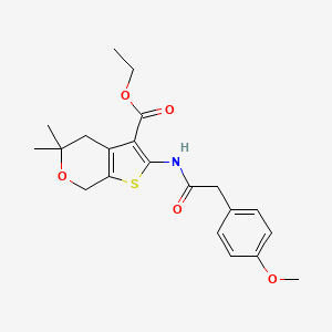 molecular formula C21H25NO5S B4626381 2-{[(4-甲氧基苯基)乙酰基]氨基}-5,5-二甲基-4,7-二氢-5H-噻吩并[2,3-c]吡喃-3-羧酸乙酯 