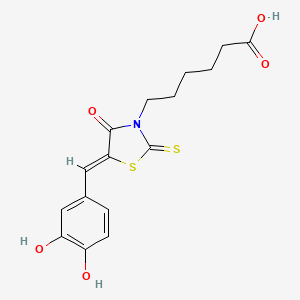 molecular formula C16H17NO5S2 B4626395 6-[5-(3,4-二羟基亚苄基)-4-氧代-2-硫代-1,3-噻唑烷-3-基]己酸 