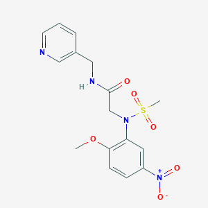 molecular formula C16H18N4O6S B4626400 N~2~-(2-甲氧基-5-硝基苯基)-N~2~-(甲磺酰基)-N~1~-(3-吡啶基甲基)甘氨酰胺 