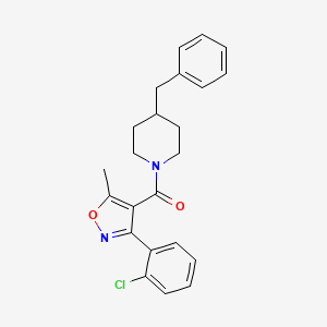 molecular formula C23H23ClN2O2 B4626430 4-benzyl-1-{[3-(2-chlorophenyl)-5-methyl-4-isoxazolyl]carbonyl}piperidine 