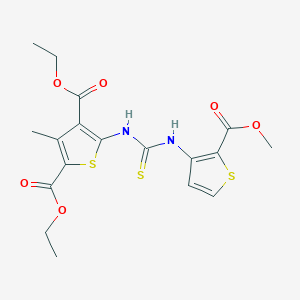 molecular formula C18H20N2O6S3 B4626456 二乙基 5-[({[2-(甲氧羰基)-3-噻吩基]氨基}碳硫酰)氨基]-3-甲基-2,4-噻吩二甲酸酯 