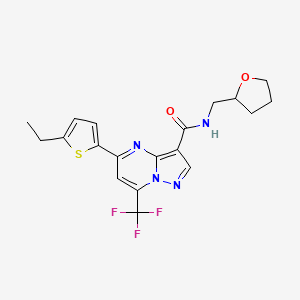 molecular formula C19H19F3N4O2S B4626460 5-(5-ethyl-2-thienyl)-N-(tetrahydro-2-furanylmethyl)-7-(trifluoromethyl)pyrazolo[1,5-a]pyrimidine-3-carboxamide 