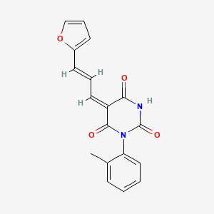 molecular formula C18H14N2O4 B4626461 5-[3-(2-呋喃基)-2-丙烯-1-亚烷基]-1-(2-甲基苯基)-2,4,6(1H,3H,5H)-嘧啶三酮 
