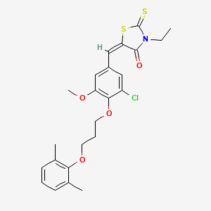 molecular formula C24H26ClNO4S2 B4626473 5-{3-氯-4-[3-(2,6-二甲基苯氧基)丙氧基]-5-甲氧基亚苄基}-3-乙基-2-硫代-1,3-噻唑烷-4-酮 