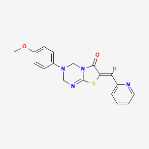 molecular formula C18H16N4O2S B4626502 3-(4-methoxyphenyl)-7-(2-pyridinylmethylene)-3,4-dihydro-2H-[1,3]thiazolo[3,2-a][1,3,5]triazin-6(7H)-one 