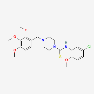 molecular formula C22H28ClN3O4S B4626511 N-(5-氯-2-甲氧基苯基)-4-(2,3,4-三甲氧基苄基)-1-哌嗪硫代甲酰胺 